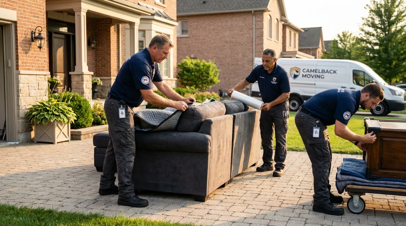 Large estate moving crew wrapping furniture in San Juan Bautista, CA