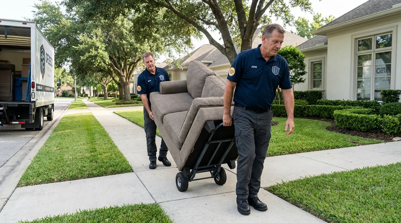 Local residential moving crew loading furniture in San Juan Bautista, CA